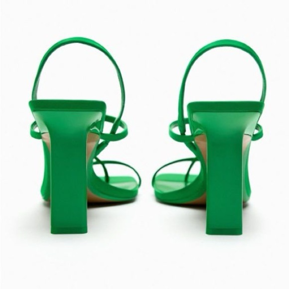 NWT. Zara Green High Heel Strappy Sandals. Size 6, 10 - Picture 5 of 9